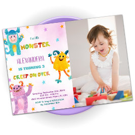 Monster Anniversaire Invitations rose violet avec
