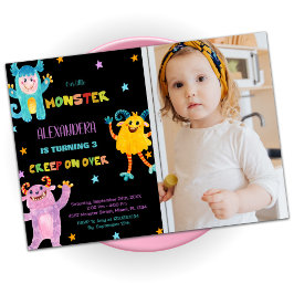 Monster Anniversaire Invitations violet noir avec
