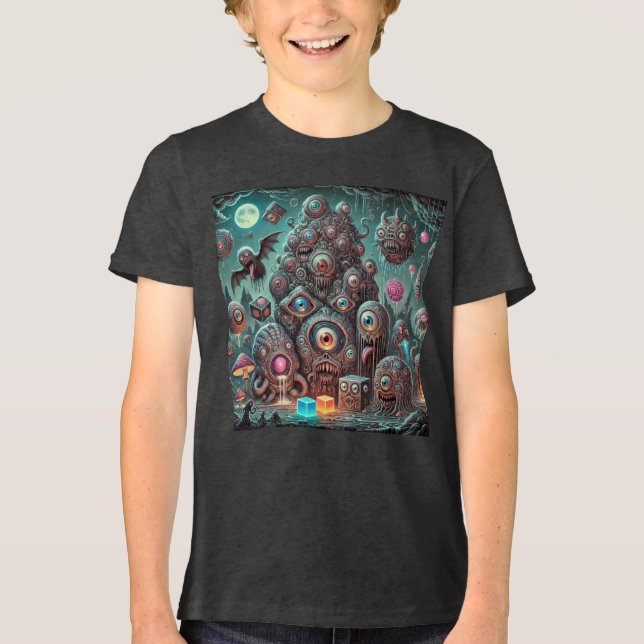 Monster aus dem Mondkrebs-Augapfel-Invasion Tri-Blend Shirt (Vorderseite)