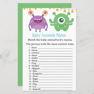 Monster Baby Animals Name Game