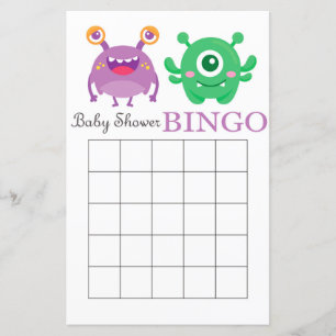 Monster Baby Dusche Bingcard