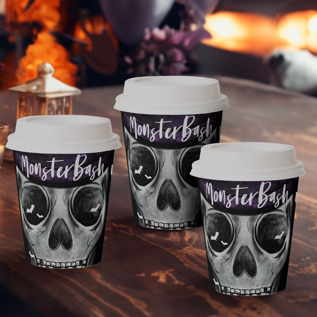 Monster Bash Fun Spooky Skeleton Halloween Party Pappbecher (Monster Bash Fun Spooky Skeleton Halloween Party Paper Cups)
