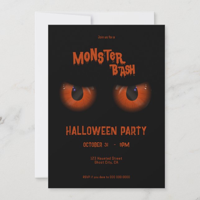 Monster Bash Halloween Einladung (Vorderseite)