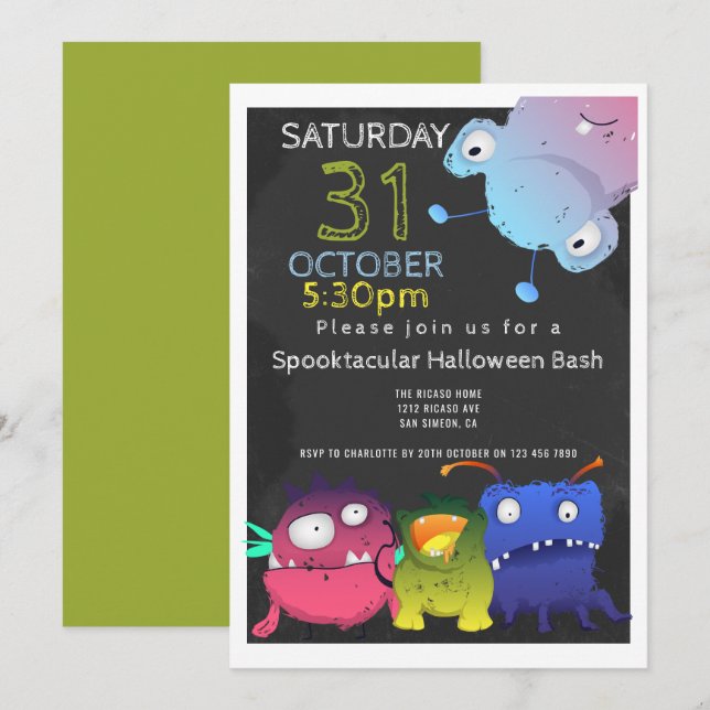 Monster Bash Halloween-Party Personalisiert Einladung (Vorne/Hinten)