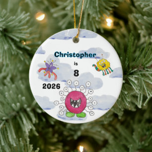 Monster-Bash-in-Clouds-Geburtstags-Andenken-Orname Keramik Ornament