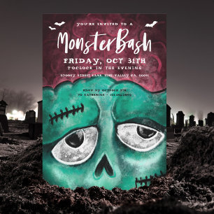Monster Bash Spaß Spooky Zombie Halloween-Party Einladung