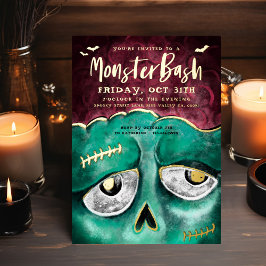 Monster Bash Spaß Spooky Zombie Halloween-Party Folieneinladung