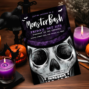 Monster Bash Spooky Skeleton Halloween-Party Einladung