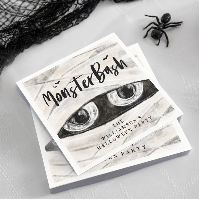 Monster Bash Spooky Wrapped Mummy Halloween Party Serviette (Monster Bash Spooky Wrapped Mummy Halloween Party Napkin)