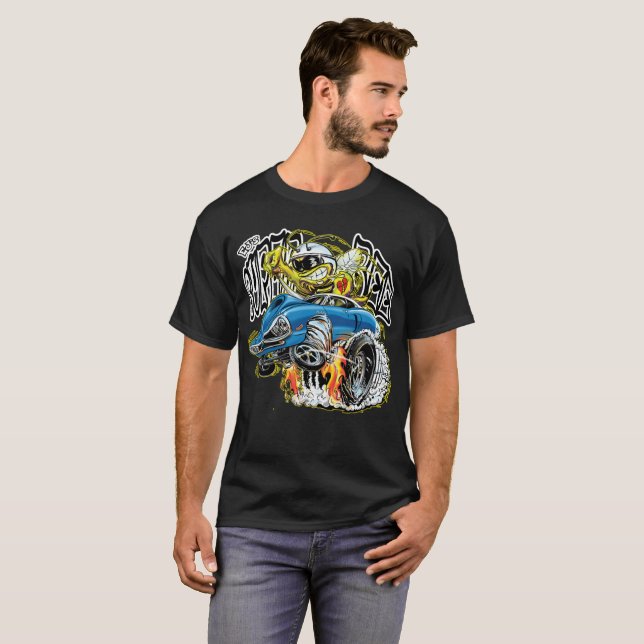 Monster-Bienen-frisiertes Auto EJS T-Shirt (Vorne ganz)