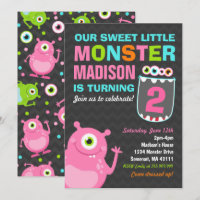 Monster Birthday Einladung Pink Monster Party