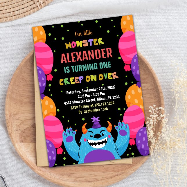 Monster Birthday Einladungen Farbballons (Monster Birthday Invitations Colour Ballons)