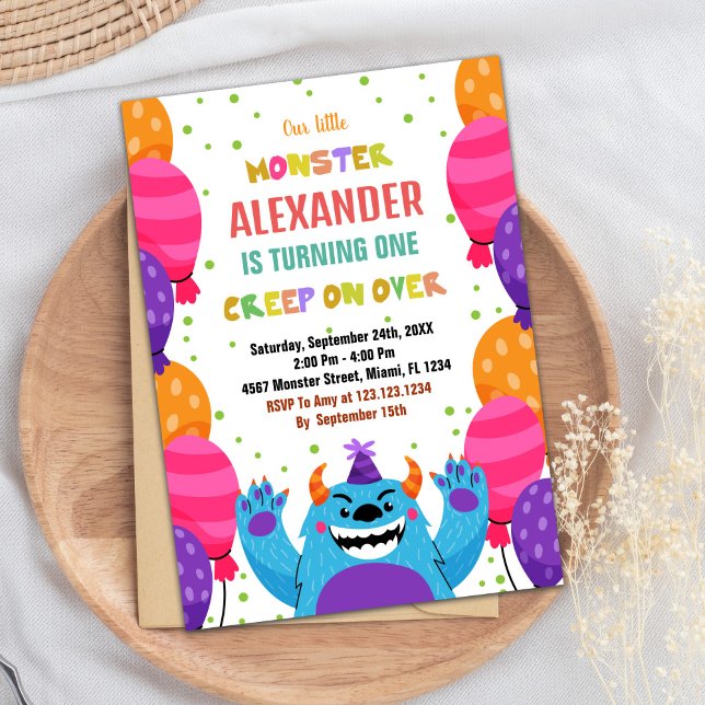 Monster Birthday Einladungen Farbballons (Monster Birthday Invitations Colour Ballons)