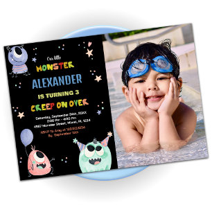Monster Birthday Einladungen Star Black Foto