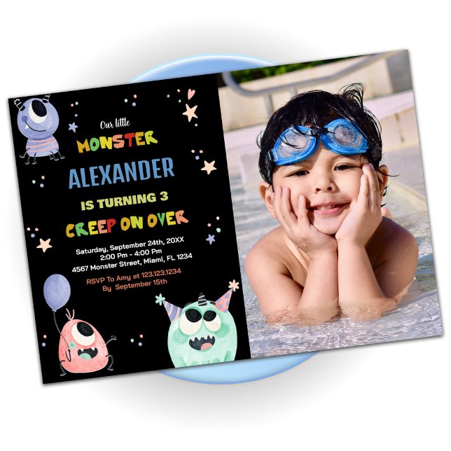 Monster Birthday Einladungen Star Black Foto (Monster Birthday Invitations Star Black photo)