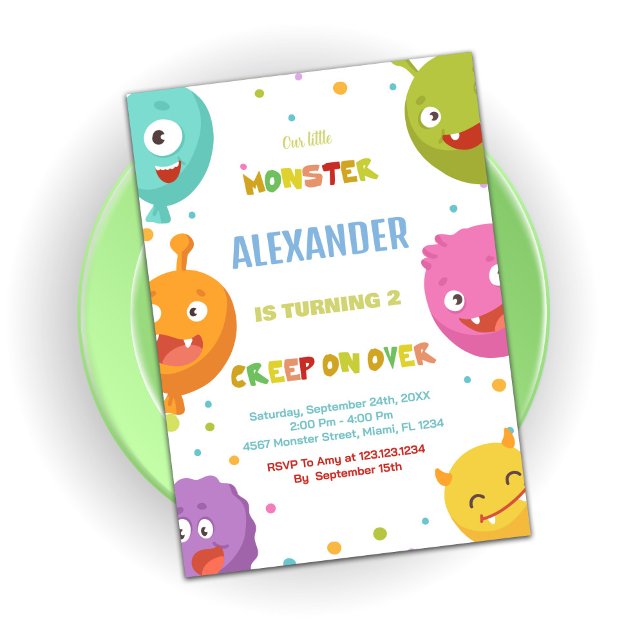 Monster Birthday Einladungen Wasserfarben Balloons (Monster Birthday Invitations Watercolours Balloons)