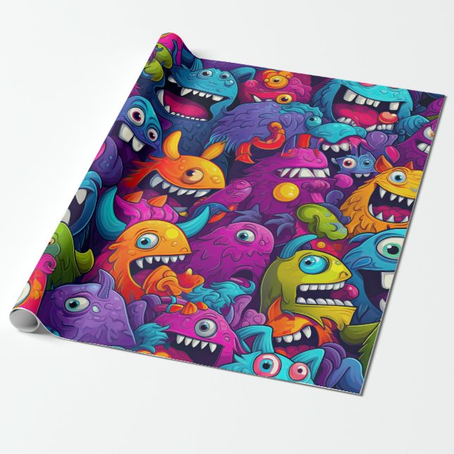 Monster Birthday Geschenkpapier (Ungerollt)