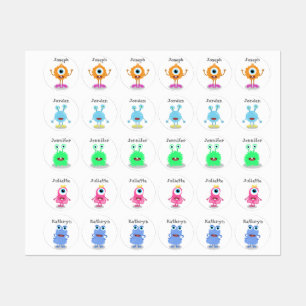 Monster Birthday Party für Individuelle Name-Label Etiketten