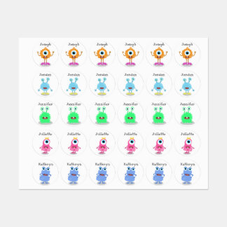 Monster Birthday Party für Individuelle Name-Label Etiketten