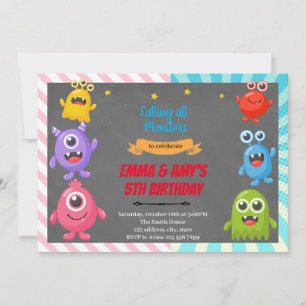 Monster boy girl joint party Invitation