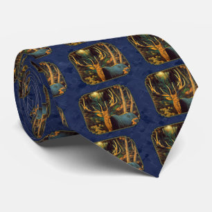Monster Bull Elk Head Navy Blue Krawatte