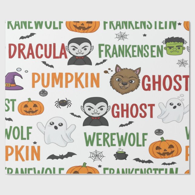 Monster Candy Parade zu Halloween Geschenkpapier (Flach)