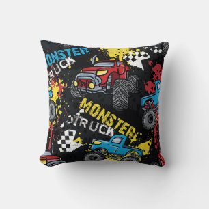 Monster Car: Abstraktes kindisch Muster Kissen