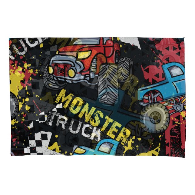Monster Car: Abstraktes kindisch Muster Kissenbezug (Vorderseite)