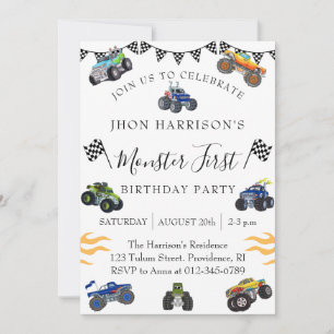 Monster Car Kindergeburtstag Party Einladung