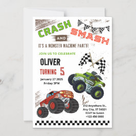 Monster Car Truck Kindergeburtstag Magnetkarte Magneteinladung