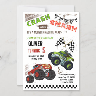 Monster Car Truck Kindergeburtstag Magnetkarte Magneteinladung