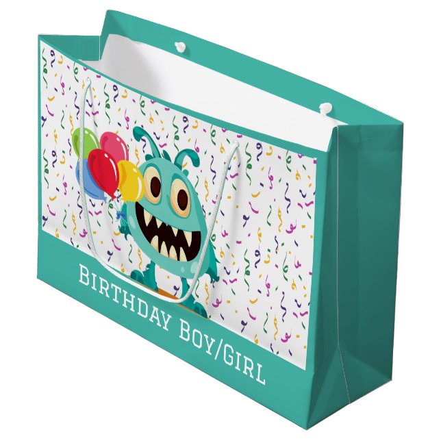 Monster/Cartoon/Alien Große Geschenktüte (Vorderseite Schrägansicht)