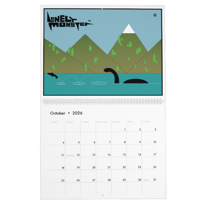 Monster-Cartoon-Kalender (zwei Seiten) Kalender (Okt 2026)