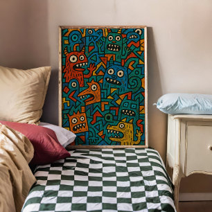 Monster Chaos Amusant Artsy Poster Imprimer