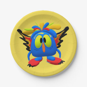 Monster Character Owl Bird Animated Dinner Plate Pappteller