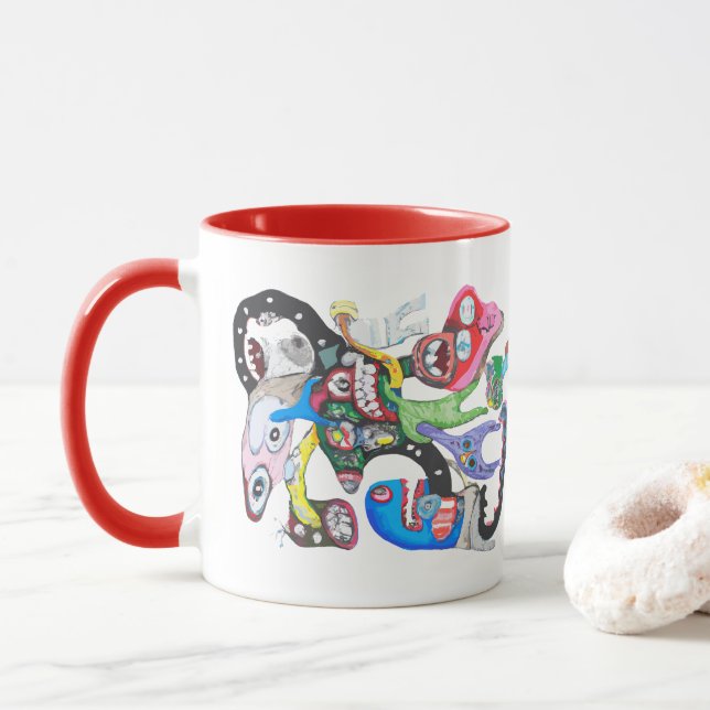 Monster-Collage Tasse (Mit Donut)