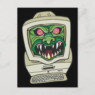 Monster Computer Postkarte