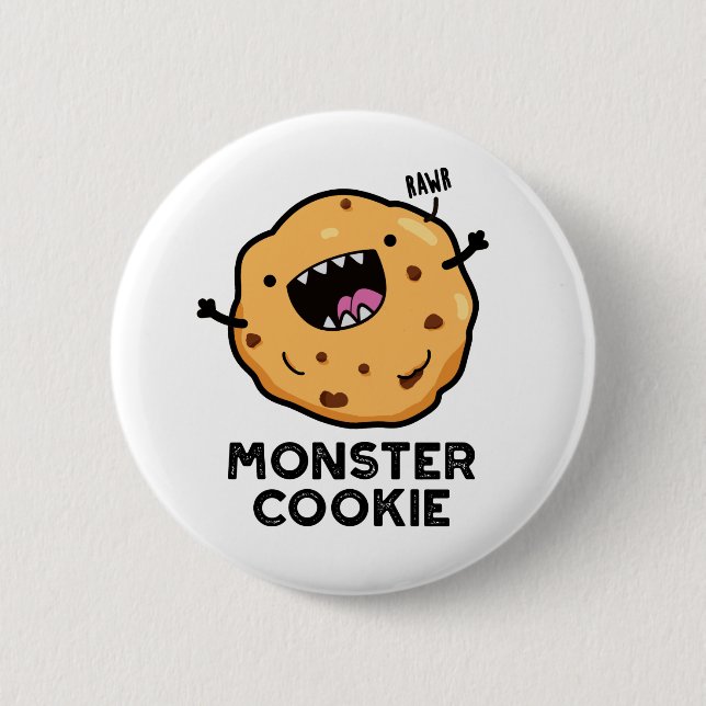 Monster Cookie Funny Food Puff Button (Vorderseite)