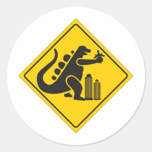 Monster Crossing Runder Aufkleber