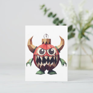 Monster-Dämon-Ornament gruselige Weihnachtskunst Postkarte