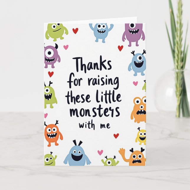 Monster Dankeschön Muttertagskarte Karte (Vorderseite)