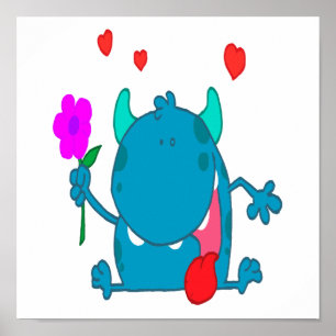 Monster der niedlichen blauen Liebe Poster