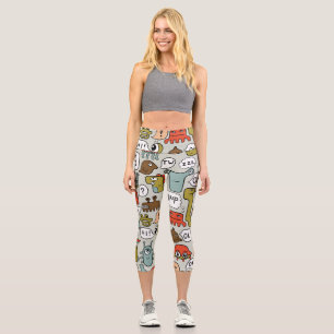 Monster des niedlichen Cartoon: Nahtloser Hintergr Capri Leggings