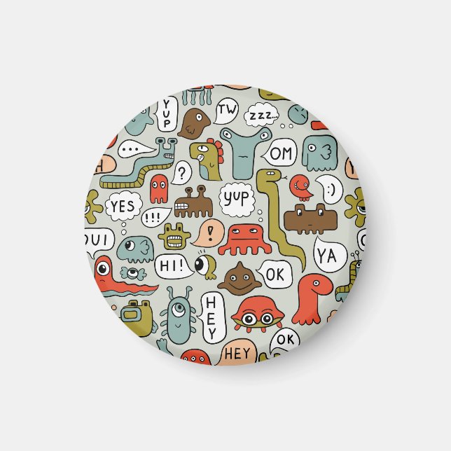 Monster des niedlichen Cartoon: Nahtloser Hintergr Magnet (Vorne)