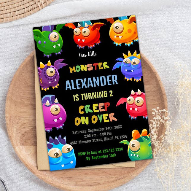 Monster Einladungen zum Geburtstag, Fliegenmonster (Monster Birthday Invitations, Fly Monsters Invitation)