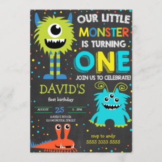 Monster Erster Geburtstag Boy Kleiner Monster Chal Einladung