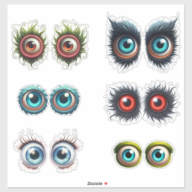 Monster Eye Set kundenspezifisch geschnitten Vinyl Aufkleber (Blatt)