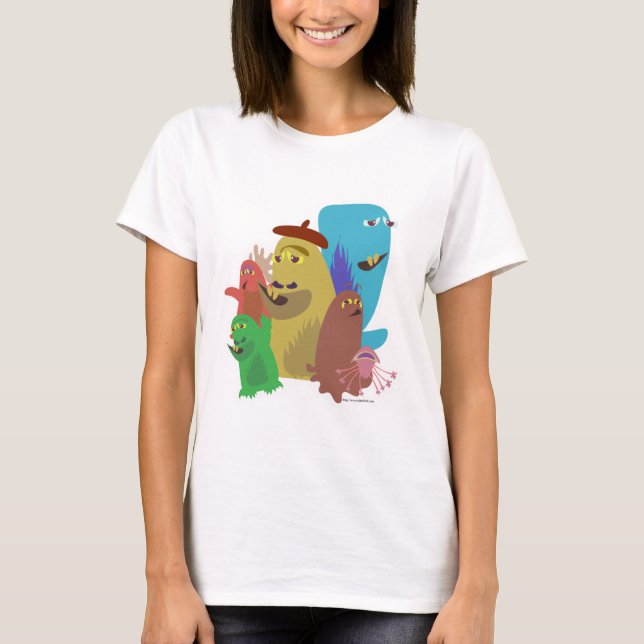 Monster Friends Forever Cartoon Art T-Shirt (Vorderseite)