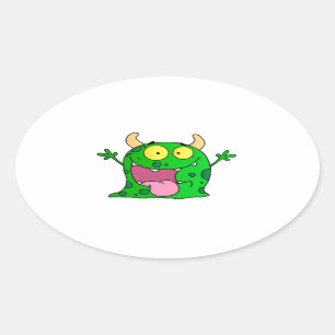 Monster Funny Comic Zeichnend Cartoon Niedlich Hap Ovaler Aufkleber