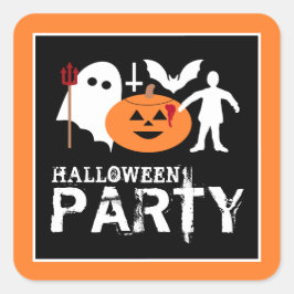Monster Gang, Halloween-Party Quadratischer Aufkleber